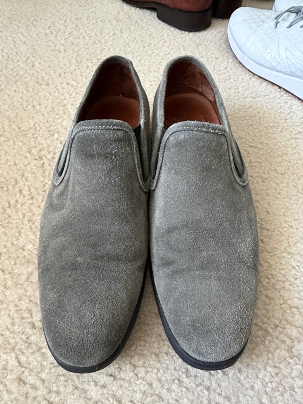 John Varvatos Gray Suede Slip-On Loafers